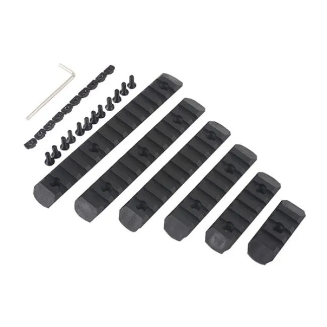 Polymer 20mm Rail Set Black mit 6 Stück für Keymod und M-Lok